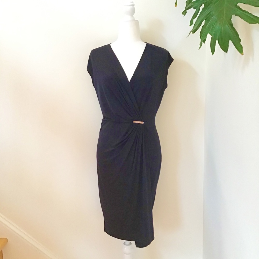 NWT Micheal Kors Navy Draping Midi Dress